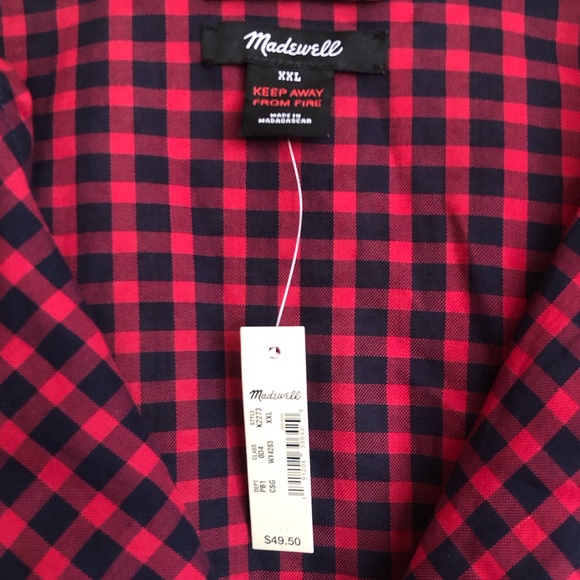 NWT Madewell Bedtime Cotton Gingham Check Plaid Pajama Top | XXL - Picture 5 of 7